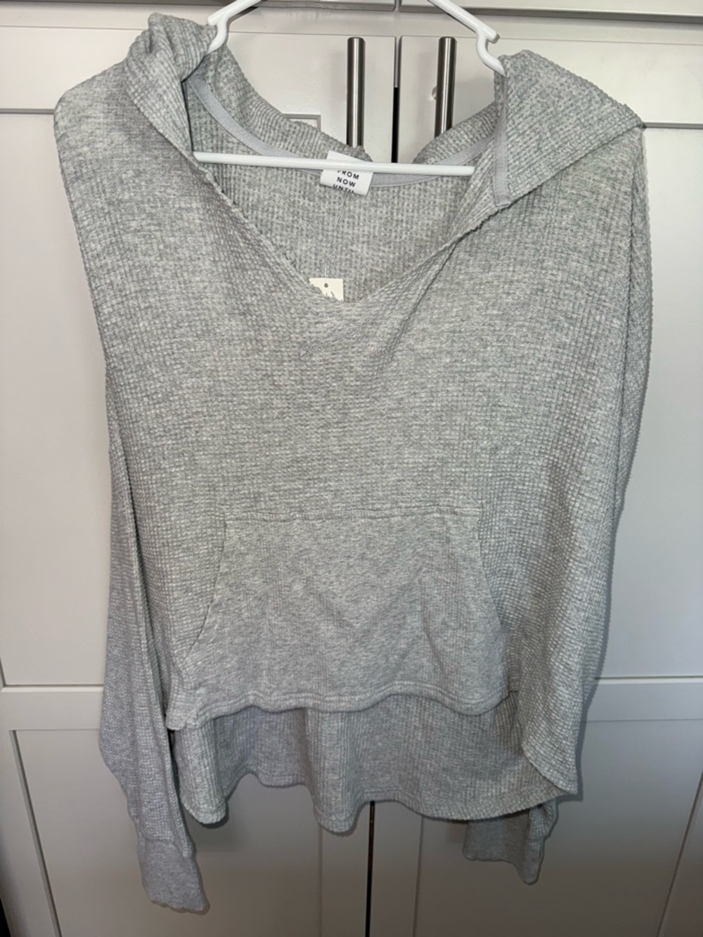 Offline by Aerie Waffle Knit Hoodie Gray Oversized Pullover NWT | Large